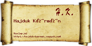 Hajduk Kármán névjegykártya